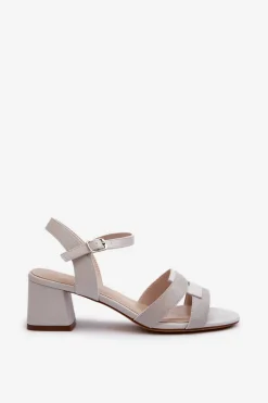 Sandały Damskie Na Obcasie Z Eko Skóry Sergio Leone SK894 Szare