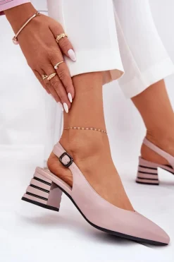 Sandały Damskie Na Obcasie Ze Szpiczastymi Noskami Vinceza 62217 Brudny Róż