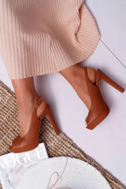 Sandały Damskie Na Obcasie Platformie Camel Lorajn