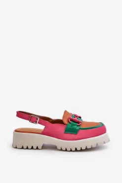 Sandały Damskie Na Płaskim Obcasie Z Ozdobą Pomarańczowe D&A MR38-656