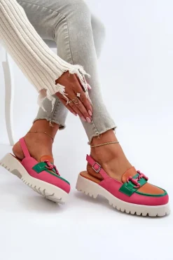 Sandały Damskie Na Płaskim Obcasie Z Ozdobą Pomarańczowe D&A MR38-656