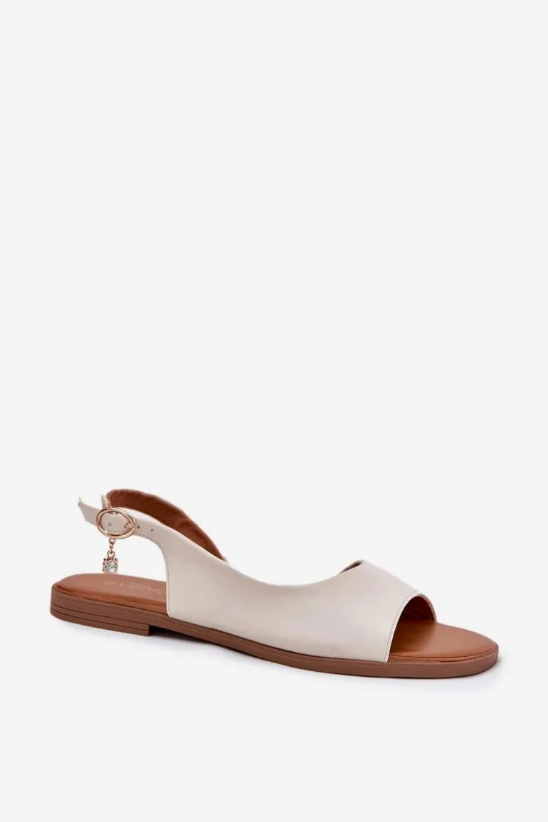 Sandały Damskie Na Płaskim Obcasie Beżowe Weanise