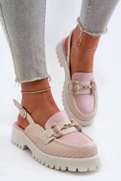 Sandały Damskie Na Płaskim Obcasie Z Ozdobą Beżowe D&A MR38-656