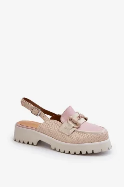 Sandały Damskie Na Płaskim Obcasie Z Ozdobą Beżowe D&A MR38-656