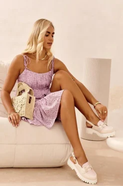 Sandały Damskie Na Płaskim Obcasie Z Ozdobą Beżowe D&A MR38-656