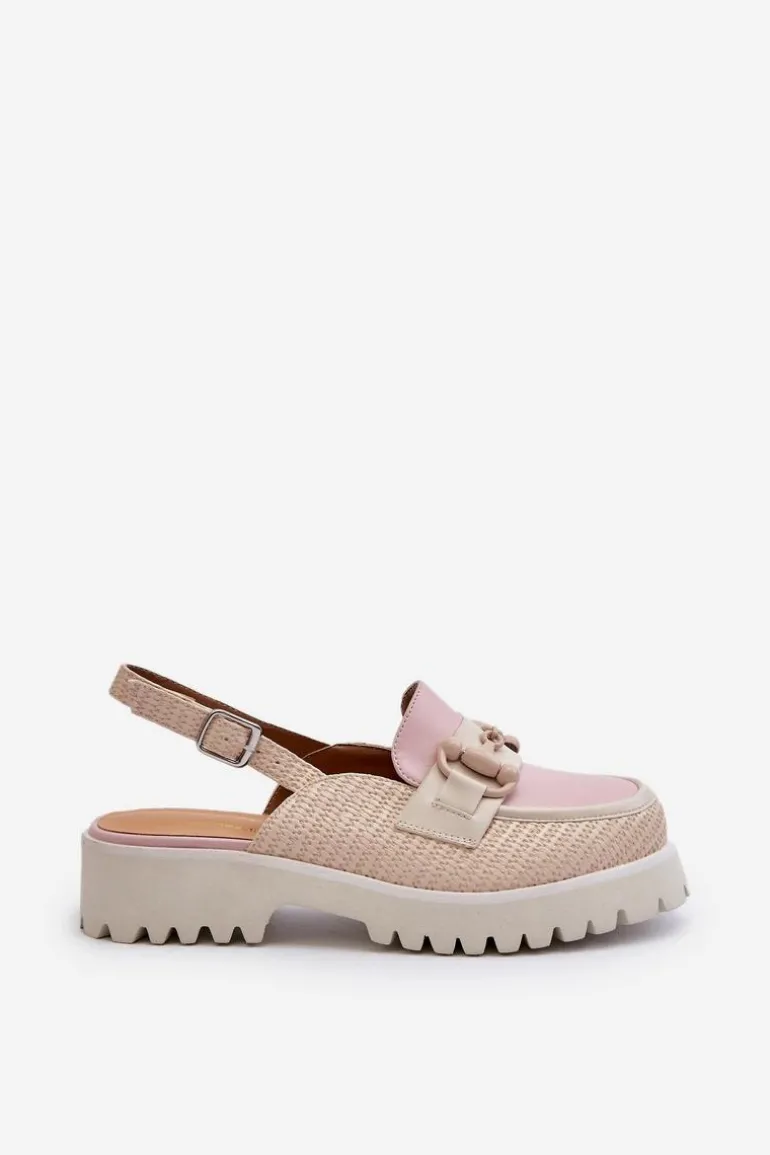 Sandały Damskie Na Płaskim Obcasie Z Ozdobą Beżowe D&A MR38-656