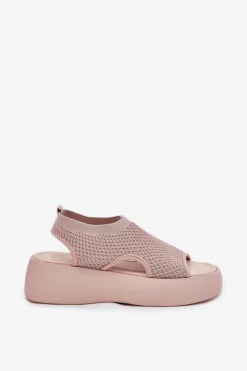 Sandały Damskie Na Platformie Beżowe Kavira