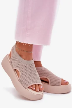Sandały Damskie Na Platformie Beżowe Kavira