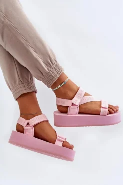 Sandały Damskie Na Platformie Big Star NN274A529 Różowe