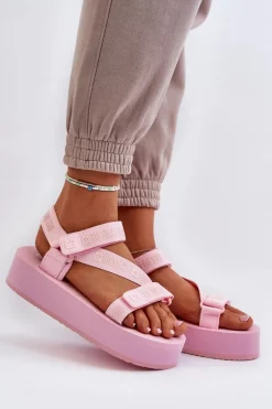 Sandały Damskie Na Platformie Big Star NN274A529 Różowe