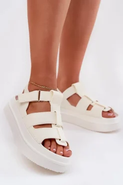 Sandały Damskie Na Platformie Ecru Nitavelia