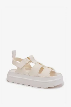 Sandały Damskie Na Platformie Ecru Nitavelia