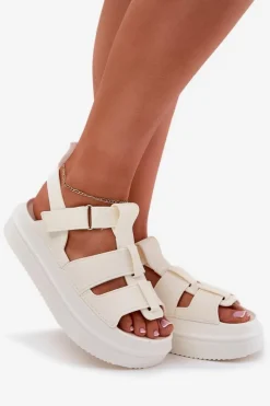 Sandały Damskie Na Platformie Ecru Nitavelia