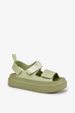 Sandały Damskie Na Platformie Z Rzepami Zielone Nitepira