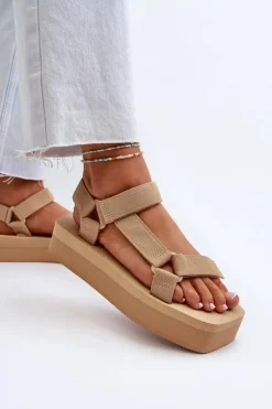 Sandały Damskie Na Platformie Beżowe Edireda