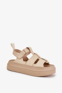 Sandały Damskie Na Platformie Beżowe Nitavelia