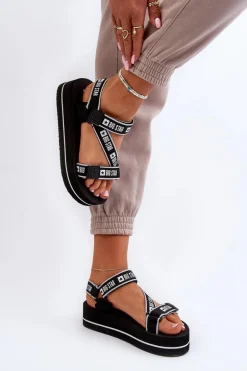 Sandały Damskie Na Platformie Big Star NN274A525 Czarne