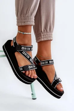 Sandały Damskie Na Platformie Big Star NN274A525 Czarne