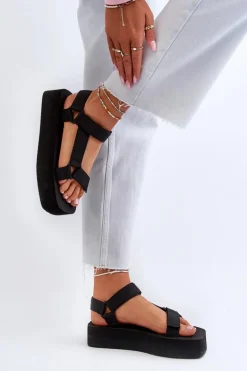 Sandały Damskie Na Platformie Czarne Edireda