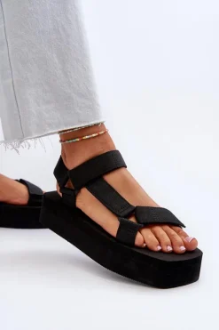 Sandały Damskie Na Platformie Czarne Edireda