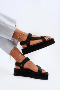 Sandały Damskie Na Platformie Czarne Edireda