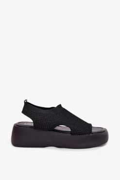 Sandały Damskie Na Platformie Czarne Kavira