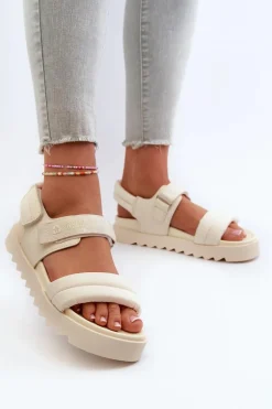Sandały Damskie Na Platformie Big Star NN274751 Beżowe