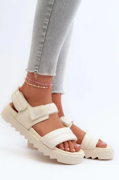 Sandały Damskie Na Platformie Big Star NN274751 Beżowe