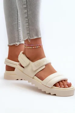 Sandały Damskie Na Platformie Big Star NN274751 Beżowe