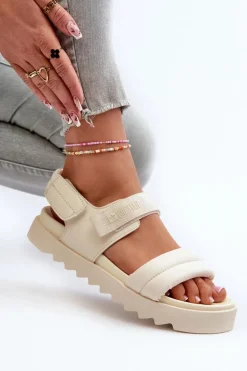 Sandały Damskie Na Platformie Big Star NN274751 Beżowe