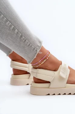 Sandały Damskie Na Platformie Big Star NN274751 Beżowe