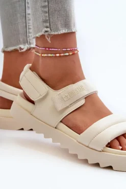 Sandały Damskie Na Platformie Big Star NN274751 Beżowe