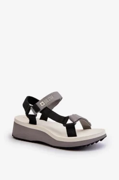 Sandały Damskie Na Platformie I Koturnie Big Star NN274A054 Szare