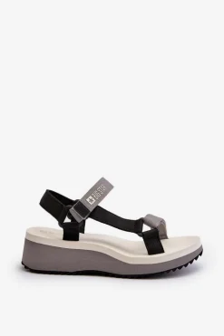 Sandały Damskie Na Platformie I Koturnie Big Star NN274A054 Szare