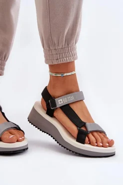 Sandały Damskie Na Platformie I Koturnie Big Star NN274A054 Szare