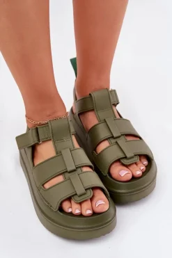 Sandały Damskie Na Platformie Zielone Nitavelia