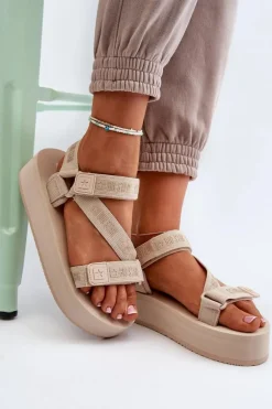 Sandały Damskie Na Platformie Big Star NN274A528 Beżowe