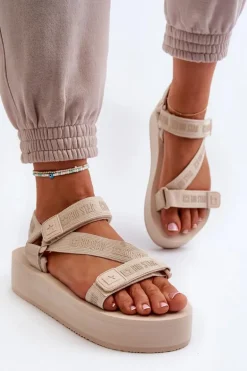 Sandały Damskie Na Platformie Big Star NN274A528 Beżowe