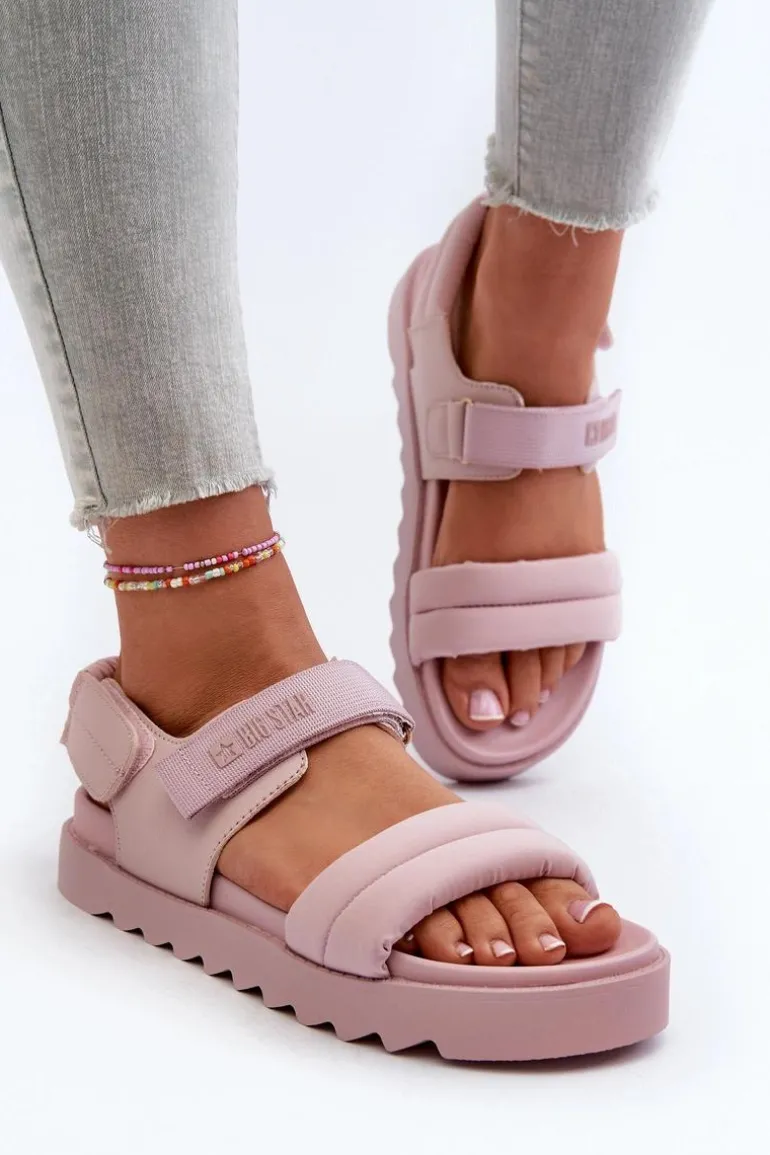 Sandały Damskie Na Platformie Big Star NN274753 Różowe