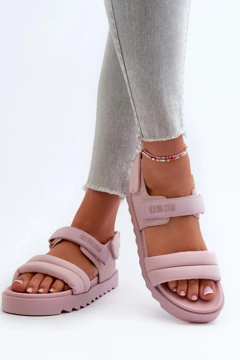 Sandały Damskie Na Platformie Big Star NN274753 Różowe