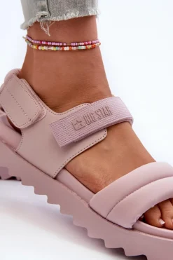 Sandały Damskie Na Platformie Big Star NN274753 Różowe