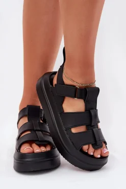 Sandały Damskie Na Platformie Czarne Nitavelia