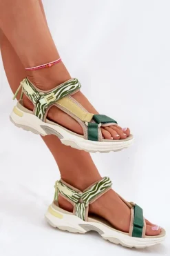 Sandały Damskie Na Rzepy D.Franklin DFSH406003 Zielone