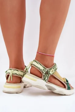 Sandały Damskie Na Rzepy D.Franklin DFSH406003 Zielone