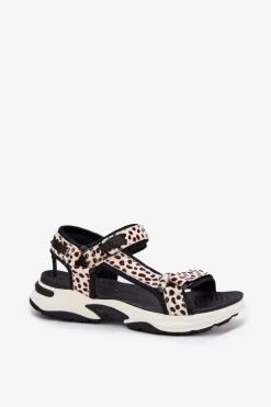 Sandały Damskie Na Rzepy D.Franklin DFSH406002 Czarno-Beżowe