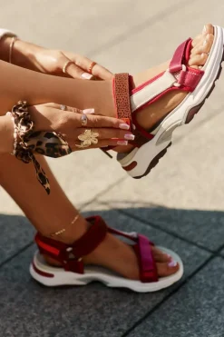 Sandały Damskie Na Rzepy D.Franklin DFSH406003 Bordowe