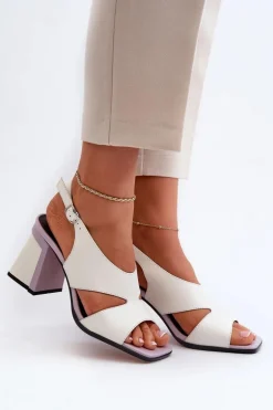 Sandały Damskie Na Słupku Białe D&A MR38-153