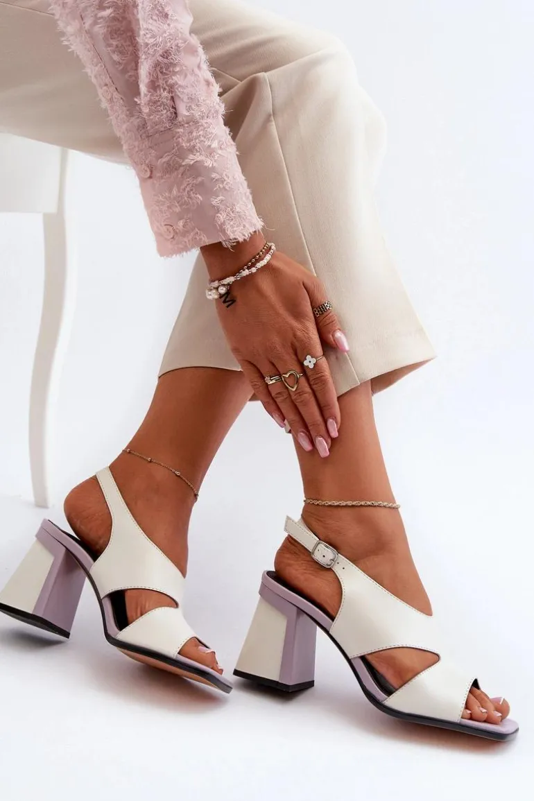 Sandały Damskie Na Słupku Białe D&A MR38-153