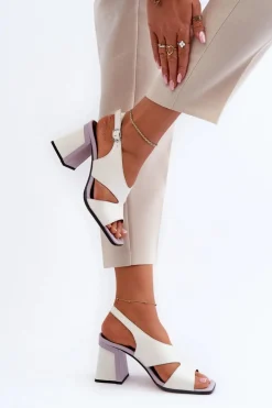 Sandały Damskie Na Słupku Białe D&A MR38-153