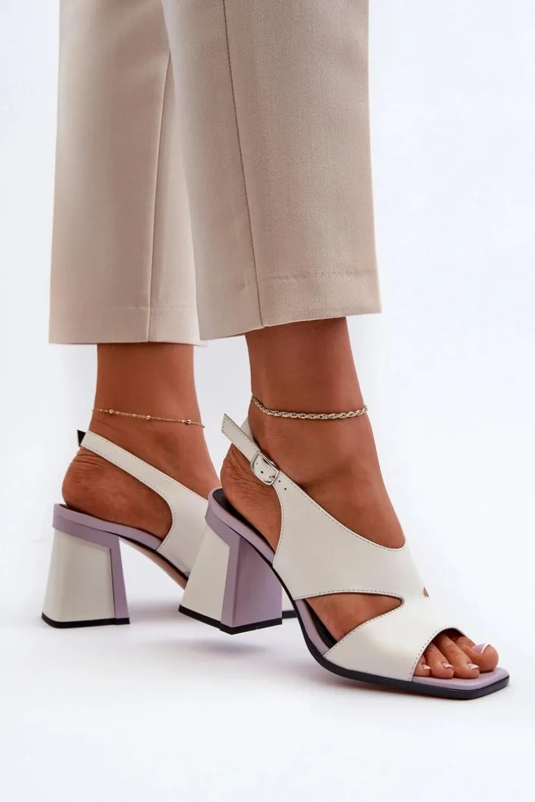 Sandały Damskie Na Słupku Białe D&A MR38-153